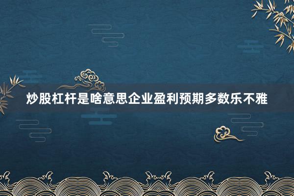 炒股杠杆是啥意思企业盈利预期多数乐不雅