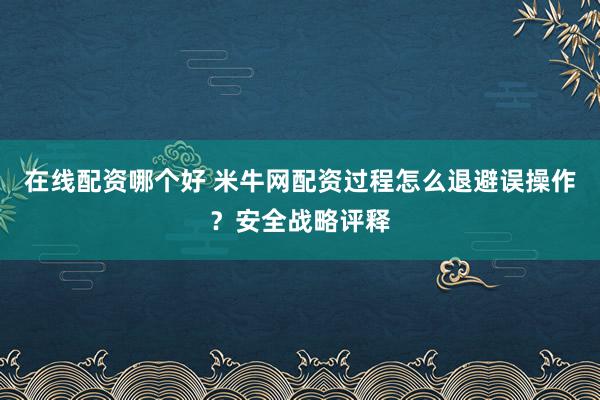 在线配资哪个好 米牛网配资过程怎么退避误操作？安全战略评释