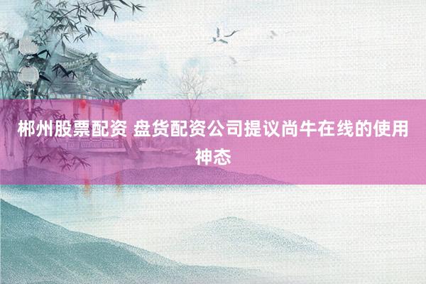 郴州股票配资 盘货配资公司提议尚牛在线的使用神态